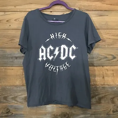 Buy Women's AC/DC High Voltage Logo Grey Soft T-shirt XXL Angus Bon Scott AC-DC • 10.61£