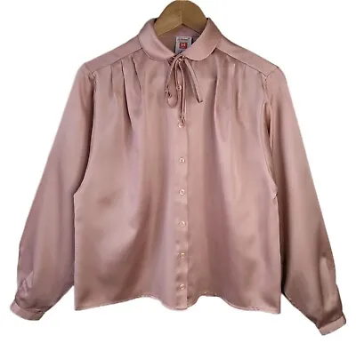 Buy 80s Vintage Blush Pink Blouse Shirt 14 St Michael Peter Pan Collar Secretary • 12£