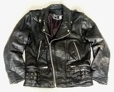 Buy True Vintage   Distressed   Leather Motorcycle Jacket - S - Punk Rocker Biker • 75£