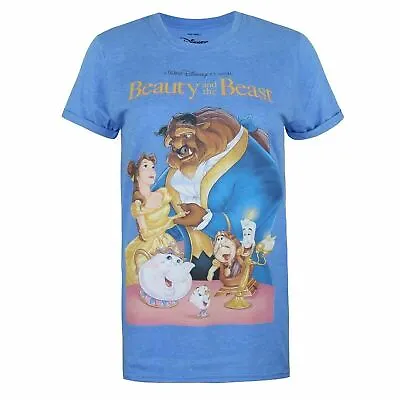 Buy Official Disney Ladies  Beauty And The Beast VHS T-shirt Blue S-XL • 13.99£