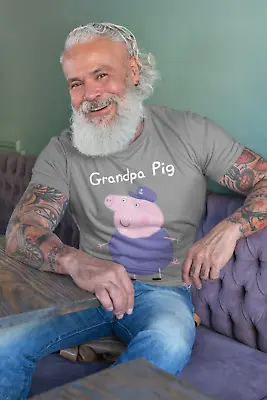 Buy Grandpa Pig Charcoal T-Shirt-Father's Day Gift Present Tee Top Mens Birthday • 7.99£