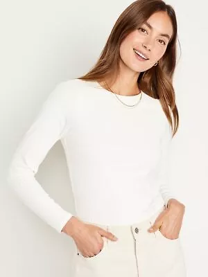 Buy NWT Old Navy Long-Sleeve Double-Layer Sculpting T-Shirt Large Tall Ivory White • 17.37£