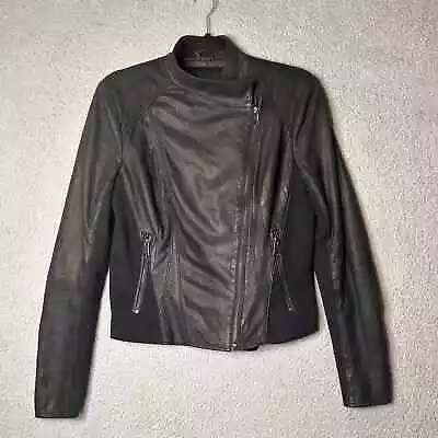 Buy Andrew Marc Leather Jacket Women Junior M Black Soft Asymmetrical Zip Moto NEW • 56.19£