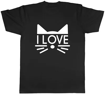 Buy I Love Cat Mens Unisex T-Shirt Tee • 8.99£