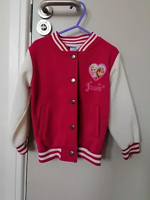 Buy Frozen Elsa Ana Raspberry Pink White Baseball Jacket Jumper 4-5 Yo • 4.99£