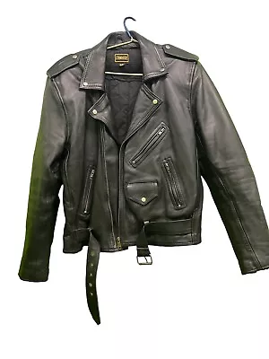 Buy Cowhide Leather Malec VtgDouble Riders Jacket  Dark Born Near Black Rare Size 40 • 170£