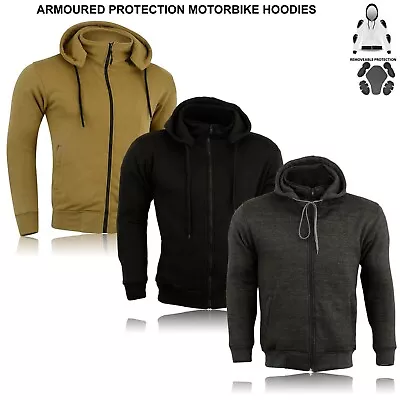 Buy Motorcycle Motorbike Armoured Hoodie Hoody Fleece Jacket Zip Up Removable Armour • 29.99£