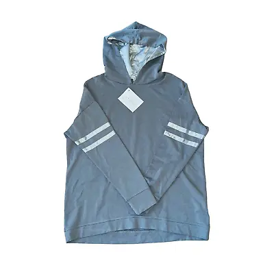 Buy NWT PJ Harlow Destiny Satin Trim French Terry Hoodie Sweatshirt In Dark Silver • 46.12£