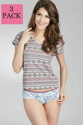Buy 3 X E Et D Cotton Pajamas Cotton T-shirt Tee Top Basic  XS S M L Colour Assorted • 19.21£