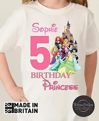 Buy Personalised Disney Princess Birthday T-Shirt Disneyland Princess T-Shirt V1 • 13.70£