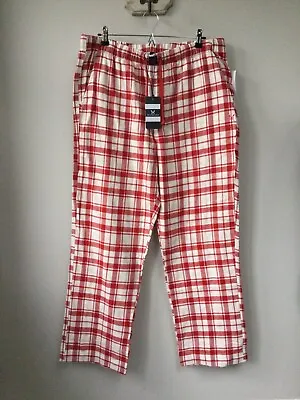 Buy BNWT Men’s Crew Clothing Co Red & White Check Flannel Loungewear Trousers, UK XL • 26.99£