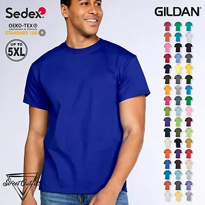 Buy Heavy Cotton Mens T-Shirt Short Sleeve Crew Neck Top Gildan Sports Gym Soft Tee • 6.16£