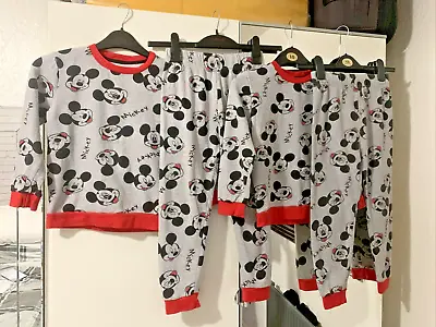 Buy TWINS !!! George Age 5-6 Years Red And Grey Mix Mickey Mouse Pyjama Sets X 2 • 4.95£