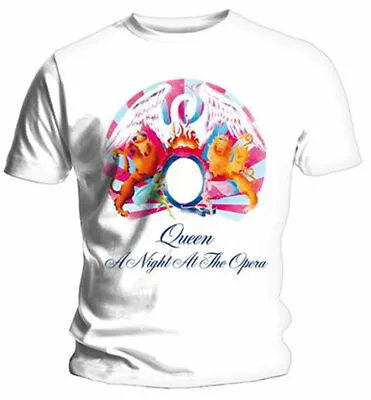 Buy Official Queen A Night At The Opera Mens White T Shirt Queen Freddie Mercury Tee • 14.50£
