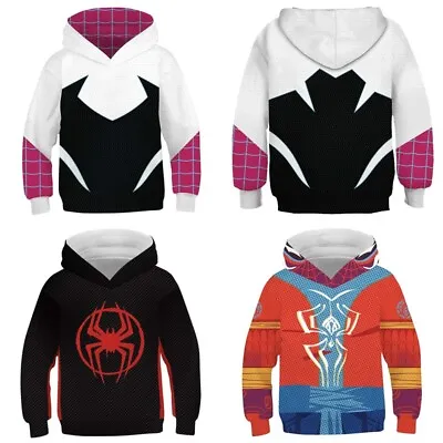 Buy Kids Spider-Man Across The Spider-Verse Gwen Pullover Hooded Top Sweatshirt Gift • 9.69£
