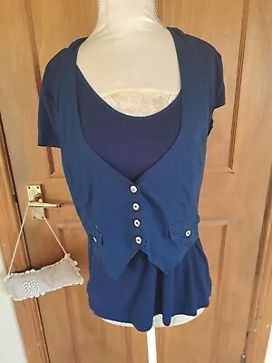 Buy Karen Millen Top Blue T Shirt Short Sleeve Top Size 14 Used Vgc • 9.50£
