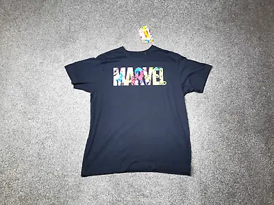 Buy Marvel T Shirt XLarge Black Comic Strip Logo Avengers Spell Out Outdoors Mens • 8£