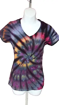 Buy Women's Tie Dye  V  Neck T-Shirt, Size Small - Amazing Colors • 14.20£