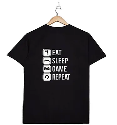 Buy EAT SLEEP GAME T Shirt Novelty Funny Gift Joke Present Black White Pink • 6.45£