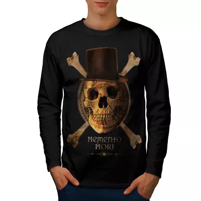 Buy Wellcoda Memento Mori Mens Long Sleeve T-shirt, Death Skull Graphic Design • 17.99£