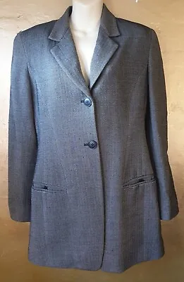 Buy Donna Karan Hip Length Chevron  Jacket Size 12. Collar, Lined. Button Fastening. • 25£