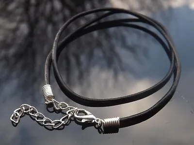 Buy Black Leather Cord Necklace / Bracelet With Extension Chain Jewellery Making • 2.99£