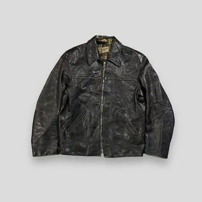 Buy Vintage 50s Swedish 'Backes Malung' Calf Skin Leather Bomber Jacket Black Medium • 240£