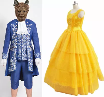 Buy Adult Beauty And The Beast Princess Belle Cosplay Clothing Fancy Ball Gown Dress • 79.19£
