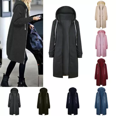Buy Plus Size Women Winter Jumper Jacket Coat Cardigan Hooded Long Zipper Outerwear • 17.33£