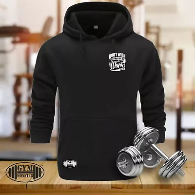 Buy Work For It Hoodie Pocket Gym Clothing Bodybuilding Training Workout MMA Men Top • 19.99£