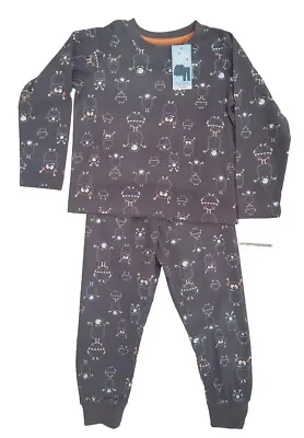 Buy BNWT Matalan Boys Kids Age 2 3 Grey Long Sleeve Pyjama Set Fleece Nightwear NEW • 3.99£