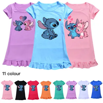 Buy Girls Lilo Stitch Sleepwear Dress Kids Pyjamas Nightdress Nightwear Pjs 2-9Y UK • 6.36£