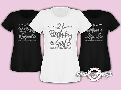 Buy Personalised Birthday Girl Squad 18th 21st 30th 40th 50th T-shirt Ladies Silver • 10.95£