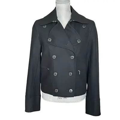 Buy Maxime Double Breasted Wool Pea Coat - Waist Jacket - Zipper Pockets - Size 10 • 23.21£