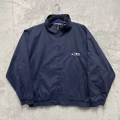 Buy Fila Jacket Men’s XL Blue Full Zip Cotton Harrington Coat • 16.32£