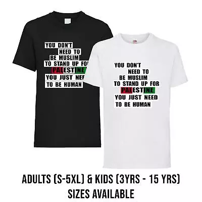 Buy New Adults Kids STAND UP FOR PALESTINE T-Shirt Gaza Freedom Humanity Tee Top • 9.99£
