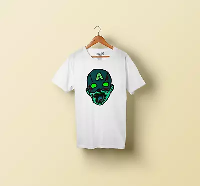 Buy Zombie Captain America T-Shirt Custom Made Black White Adults • 15.95£