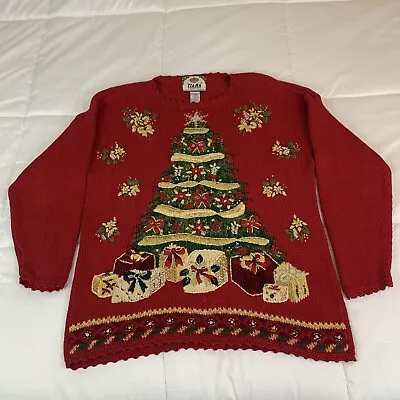 Buy Vintage Tiara International Knitted Ugly Sweater Christmas Tree Size L • 26.52£