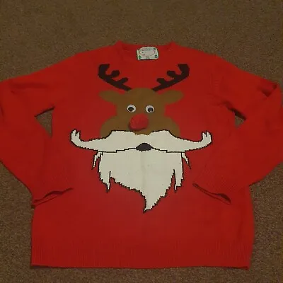 Buy Mens Red Rudolph Christmas Jumper Size M • 7.50£