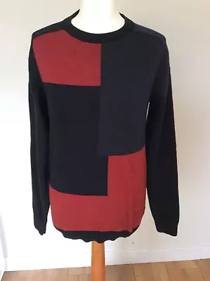 Buy Next Mens Size Medium Long Sleeve  Black&Red Jumper/Sweater 100% Cotton Preloved • 9.99£