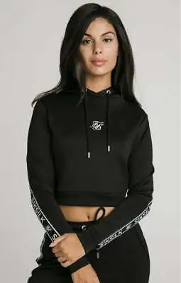 Buy SikSilk Women's New ARC Tech Cropped Track Hoodie Black Urban Street Wear Sale  • 29.99£
