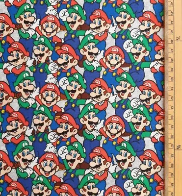 Buy Super Mario Fabric UK 100% Cotton Material Character Bros Luigi Classic Gaming • 14£