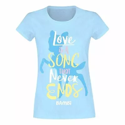 Buy Women's Bambi Love Is A Song Blue Fitted T-Shirt • 10£