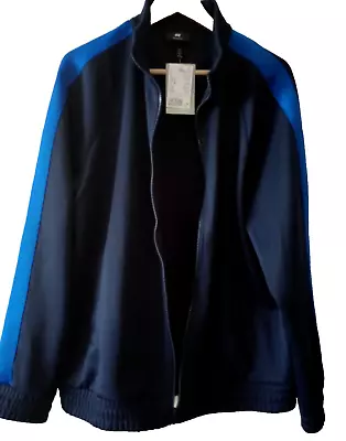 Buy Mens Large Cotton Track Top For Sports And Casual Wear Black AndBlue New On Sale • 17.98£