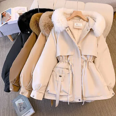 Buy Women's Parka Hooded Fleece Padded Winter Warm Coat Ladies Fur Jacket Outwear.*+ • 39.68£