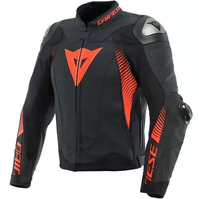 Buy Dainese Super Speed 4 Motorcycle Motorbike Leather Jacket - Black Fluo Red • 683.95£