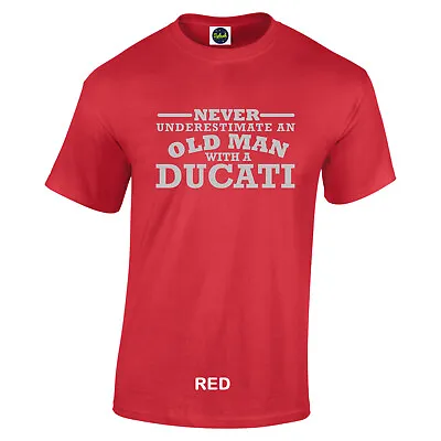 Buy Ducati T Shirt Never Underestimate An Old Man Silver Logo Size S To 3XL CC • 10.97£