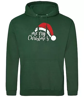 Buy Christmas Jumper Hoodie Merry Christmas With Santa Hat Adults Teens Kids Sizes • 26.99£