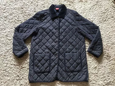 Buy Olsen Navy Lightly Padded Button Up Jacket Coat Size 12 Pockets Cord Collar Vgc • 10£