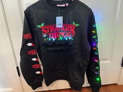 Buy Stranger Things Classic Crewneck Sweatshirt  Juniors LARGE Christmas LED Lights • 19.56£